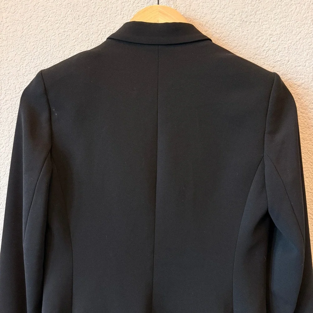 Theory Admiral Crepe Blazer Womens 2 Black Single Button Peak Lapel Tailored